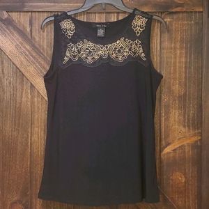 Adele & mae black/gold tank